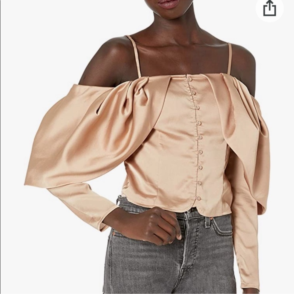 Guess Women's Satin Off-Shoulder Blouse - light rum